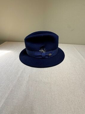Bailey of Hollywood Men’s Blixen Wool Fedora Navy Blue Size XL